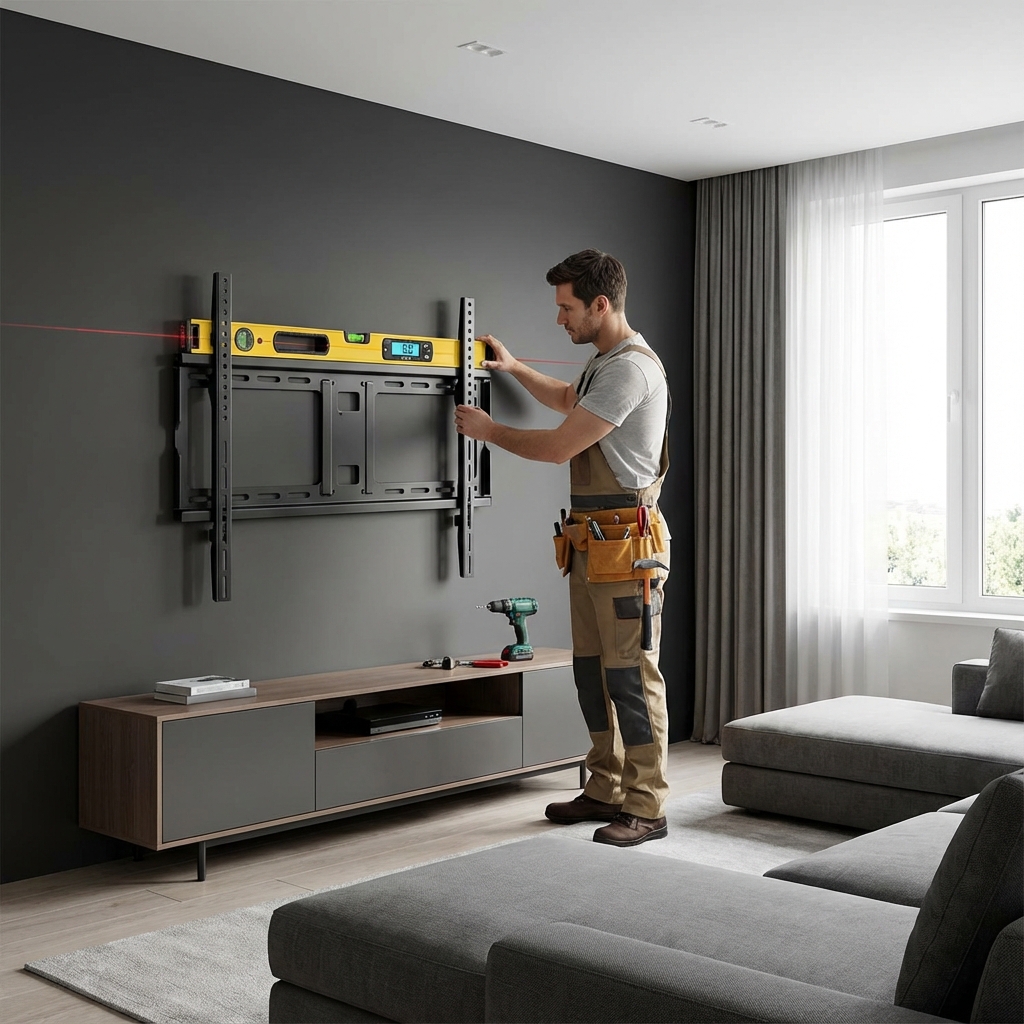 Handyman Mounting TV on Wall